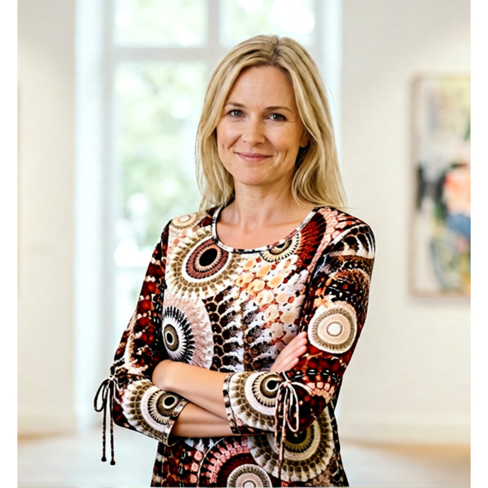 Est. 1946 boho earth tone top with bell sleeves M